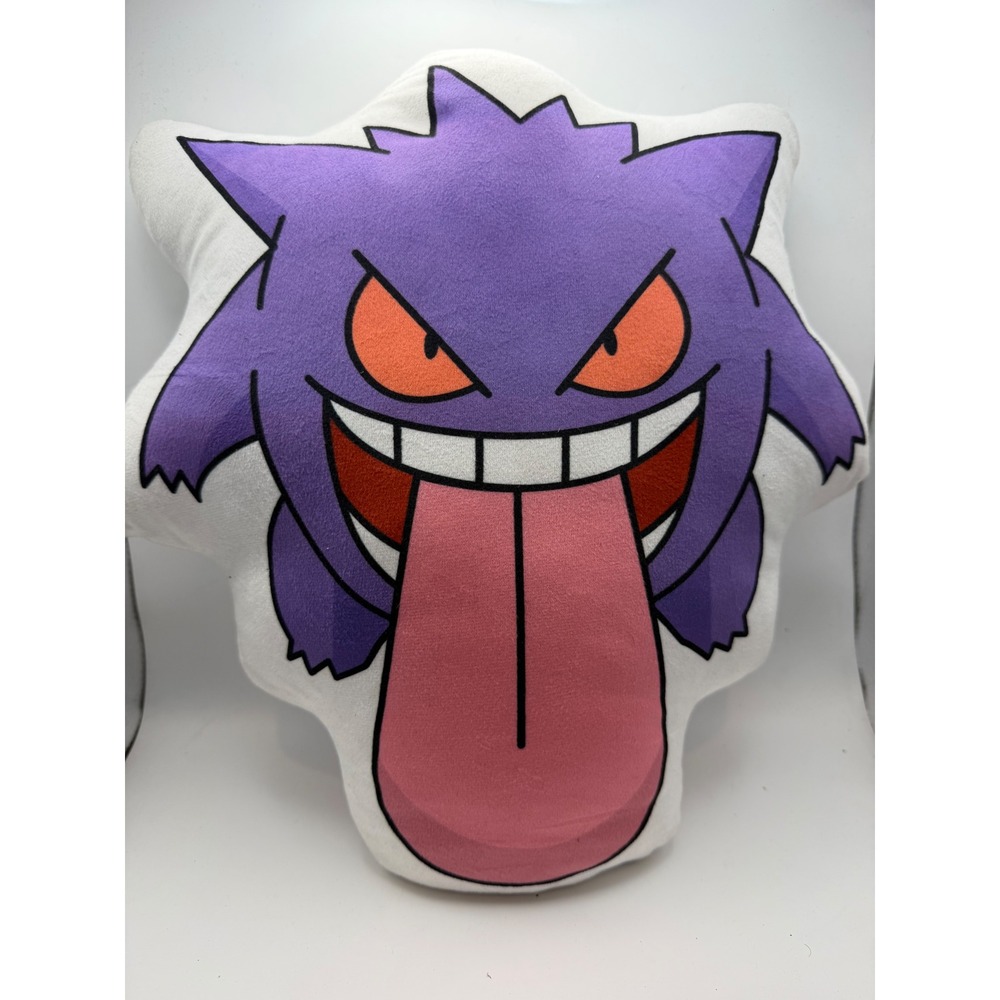 Pokemon Gengar Plush Throw Pillow Purple White 12x14 Ghost Type Video Game Decor